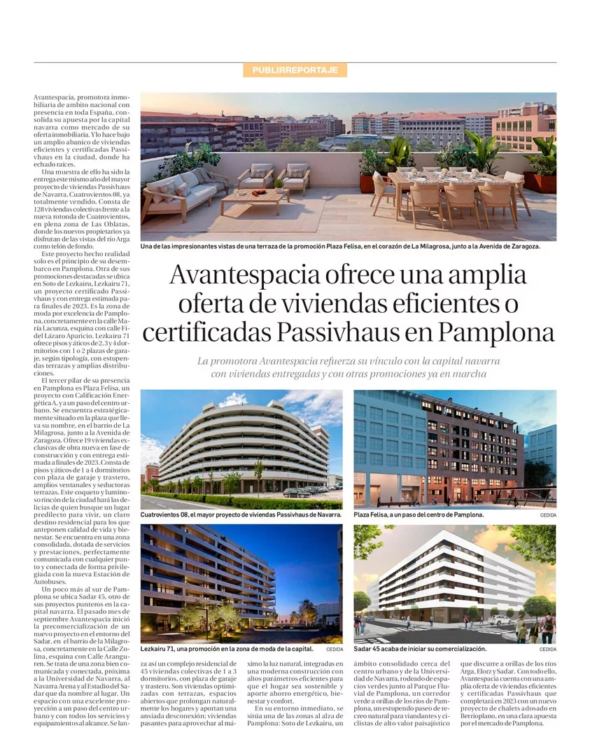 Nuestra oferta de viviendas Passivhaus en Pamplona