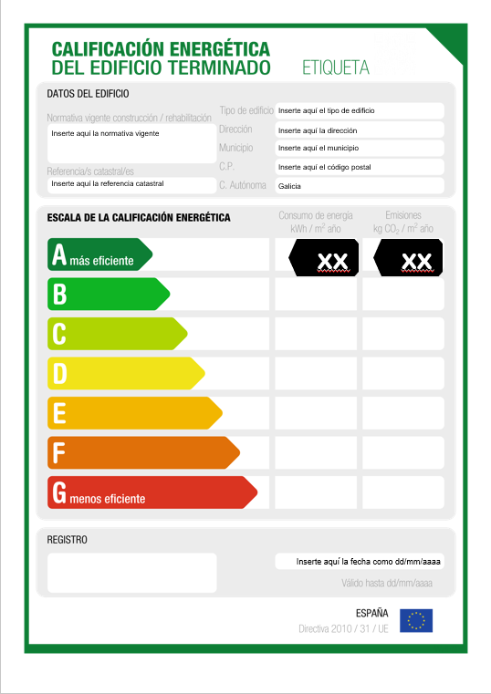 Etiqueta calificación energética edificios